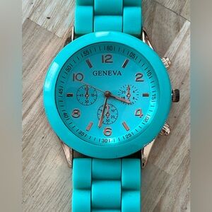 Fashion Watch Geneva Brand Turquoise Strap Case Stunning